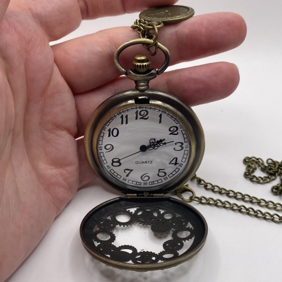 New Steampunk gears quartz pocket watch - Picture 3 of 4